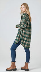 Mandy Plaid Collared Neck Long Sleeve Shirt