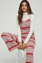 Shiny Christmas Color Contrast Wide-Legged Jumpsuit