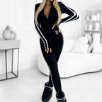 Slim Fit Stripe Long Sleeve Jumpsuit – Sizes S to 3XL